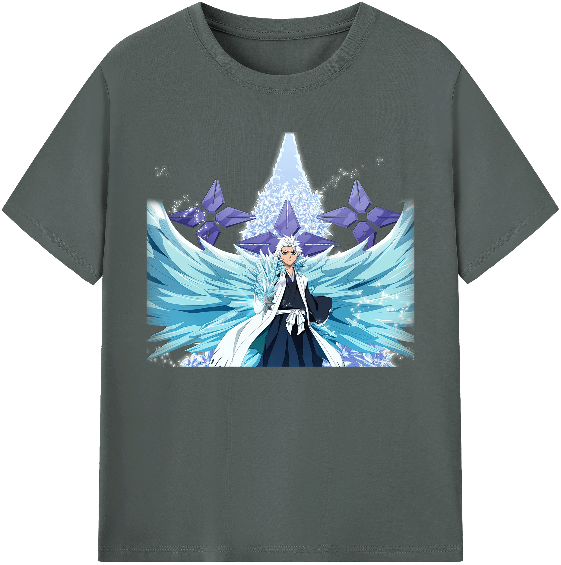 （画像用） ブリーチ 日番谷冬獅郎（ひつがや とうしろう） BLEACH Hitsugaya Toushirou 綿100％ メンズ半袖Tシャツ｜肌触りやわらか＆通気性